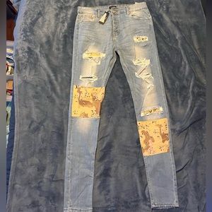 Mens Patch Jeans